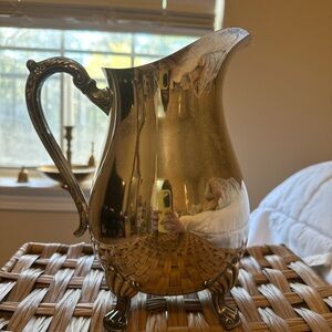 Antique FB Rodger’s Silver Co. Silver Plated Pitcher w/ Ornate Handle and Feet